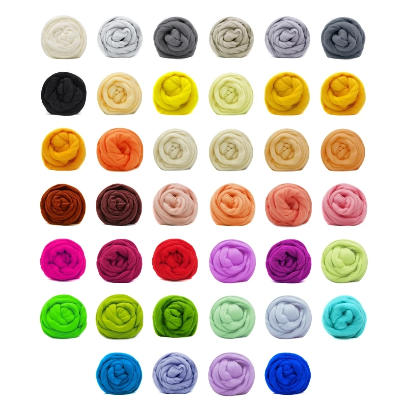 

10g Felting Wool (40 Colors) 19 Microns Super Soft Natural Wool Fiber Value Pack for Needle Felting Kit 0.35 OZ Per Color