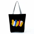 Черная креативная сумка, красочная сумка-тоут с рисунком, красивая сумка через плечо на заказ, Экологичная пляжная сумка, вместительная сумка для покупок
