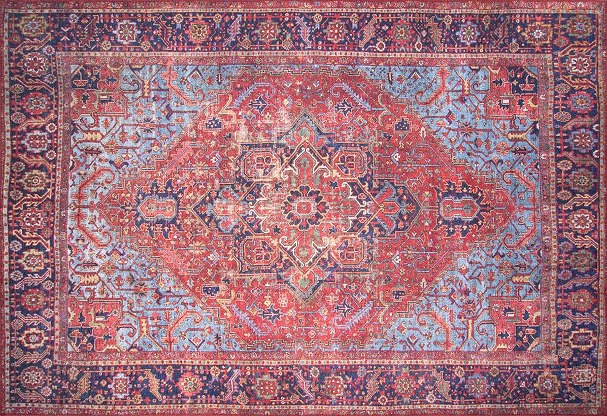 Многоцветный коврик Heriz Традиционный Ковер искусственный потертый шик зона