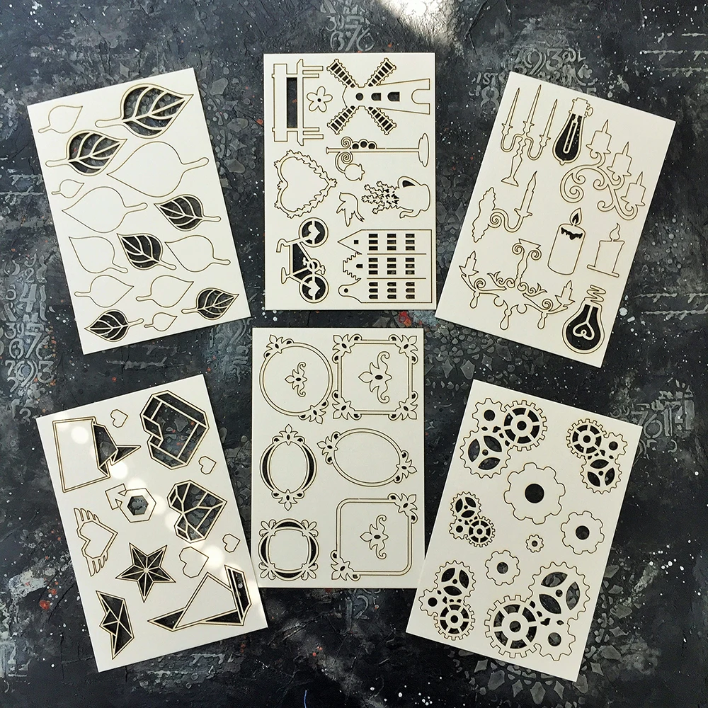 Чипборд для творчества DIY скрапбукинга МИКС из картона 62 шт - Украшение вечеринки