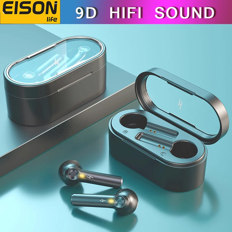 EISON Bluetooth наушники 9D hi fi звук Беспроводной С микрофоном HD вызова гарнитура Шум