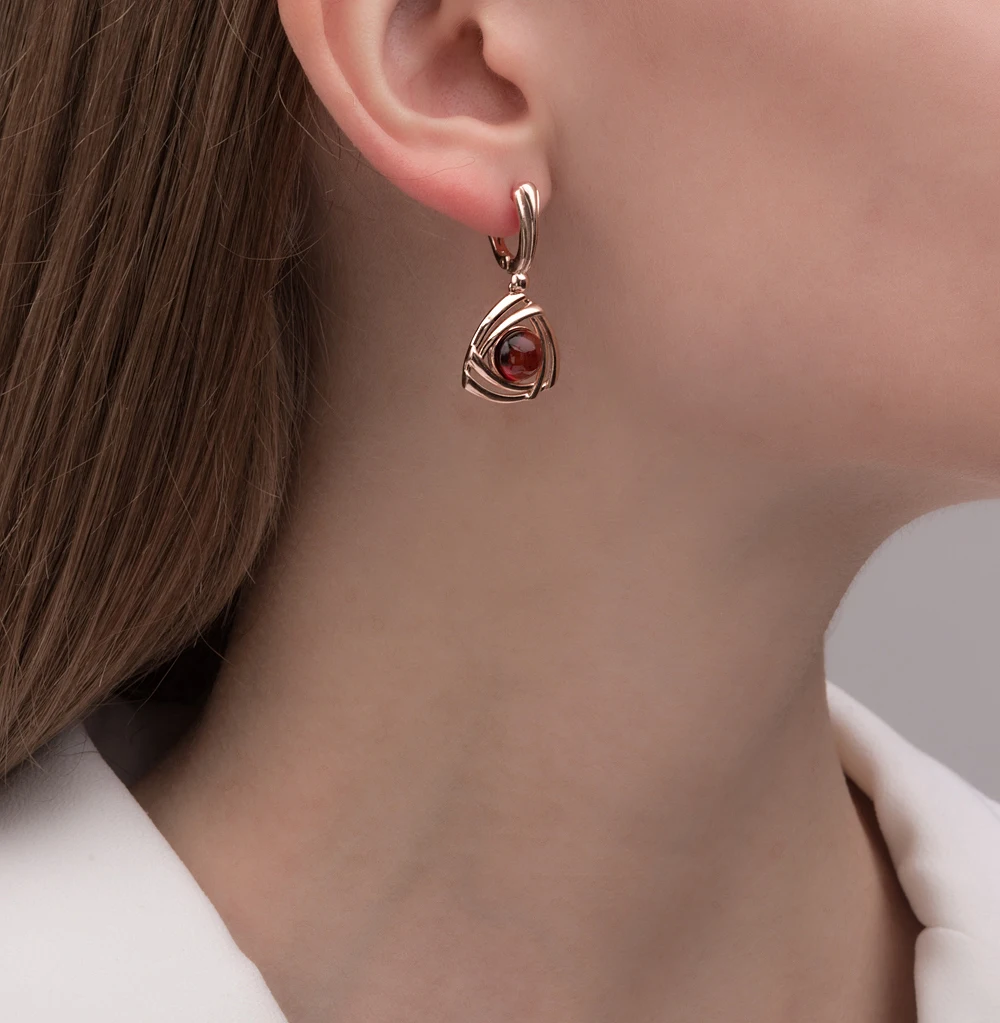 Серебряные серьги с янтарем SUNLIGHT проба 925|Серьги-клипсы| |