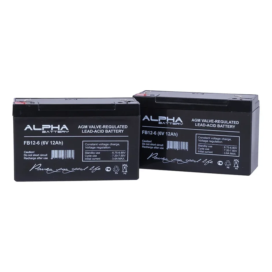 Свинцово-кислотный аккумулятор ALPHA BATTERY FB 12-6 (6 В 12 Ач) (комплект из 2 штук) по
