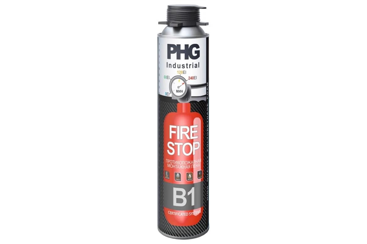 Противопожарная монтажная пена PHG Industrial FireStop B1 1000 ml|Монтажный пистолет| |