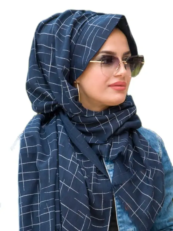 

2021 Турция-Араб-Индия Исламский тюрбан Темно-синий цвет Мусульманский головной платок Драпированная струящаяся шляпа Платок-шаль Мусульман...