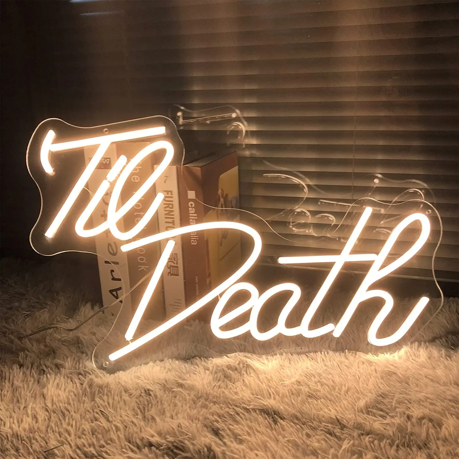 Til Death Neon Signs Led Light For Art Wall Decor Warm White Nice Looking Transparent Acrylic Neon Light Wedding Decoration Lamp