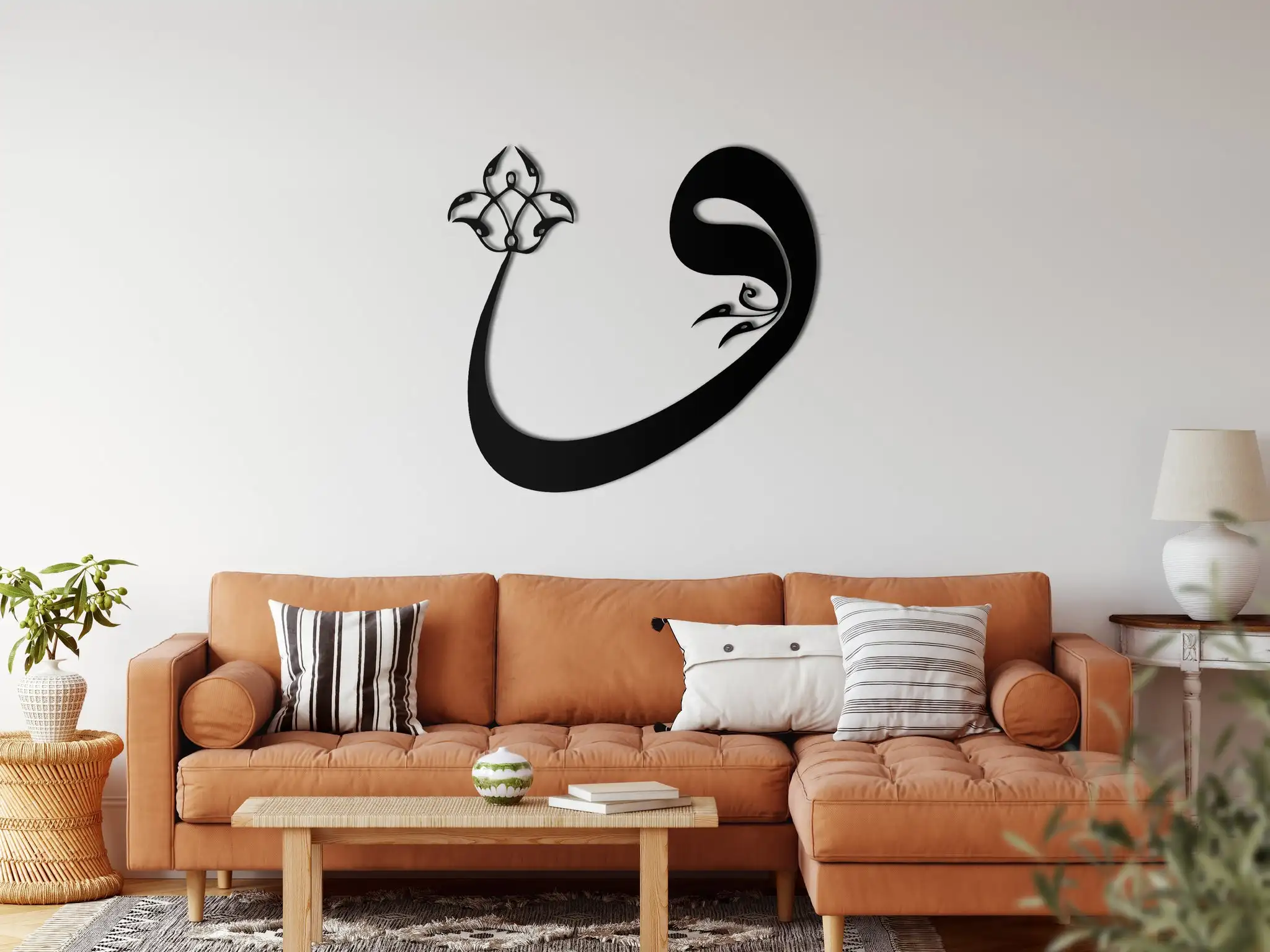 

Etgdecor Waaw Tulip Wall Decor Black Islamic Metal Wall Art Eloctrostatic Painting Indoor and Outdoor Usage