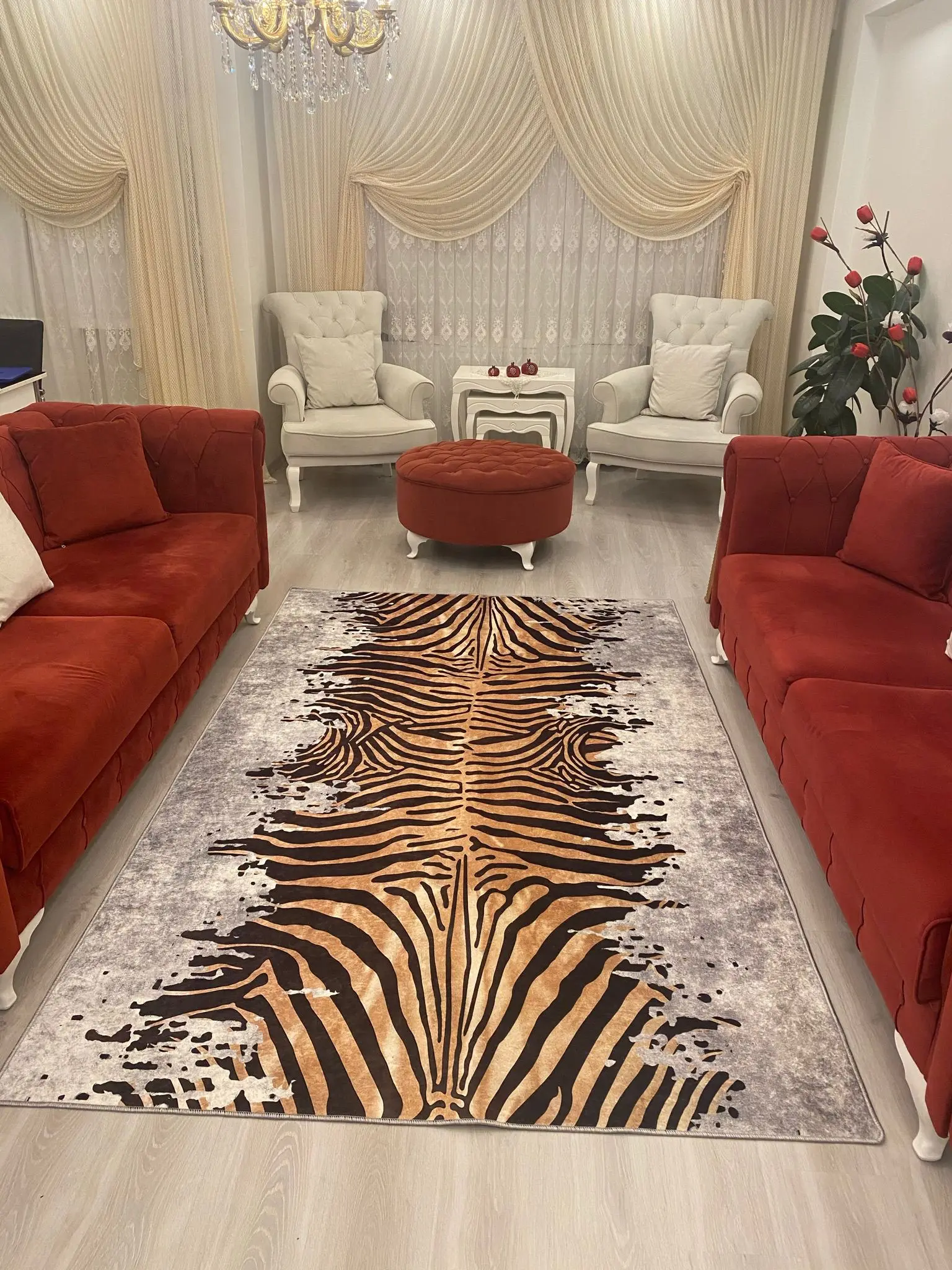 

Ковер Zebra для гостиной, кофейный, серый, цвета на заказ, моющаяся нескользящая подошва, искусственная кожа, серия Премиум, фольгированная пер...