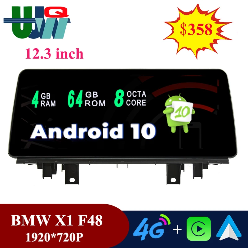 Автомагнитола UJQW 2 Din 12 3 дюйма для BMW X1 F48 2016-2018 NBT EVO Bluetooth GPS 4G беспроводная Carplay