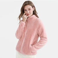 2021 autumn winter new fleece jacket women long sleeved plus fleece warm stand up collar cardigan outdoor fleece coat