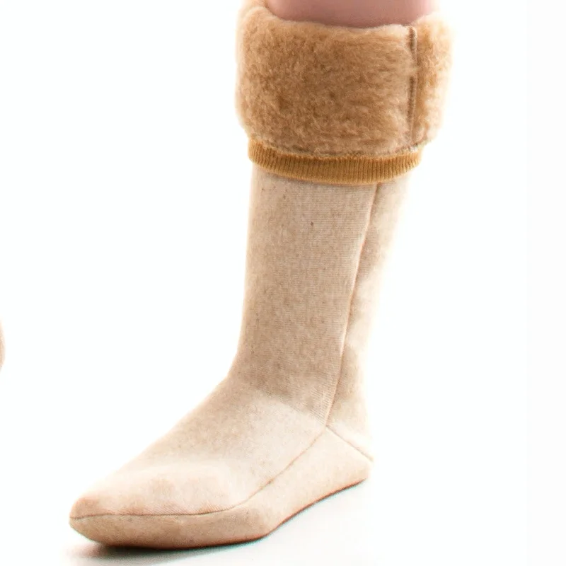 Sheep wool knee socks elastic caramel color | Женская одежда