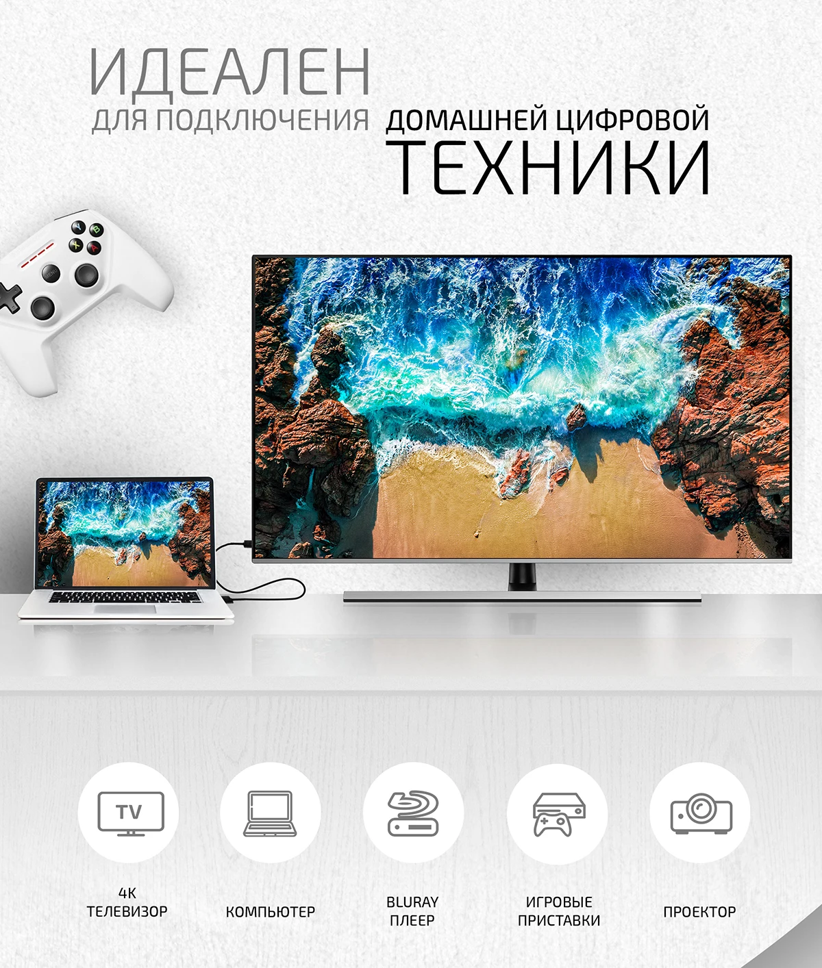 GCR Ультратонкий кабель hdmi to для Smart TV PS Xbox Ultra HD 3D Ethernet cable for Apple Xiaomi LG провод