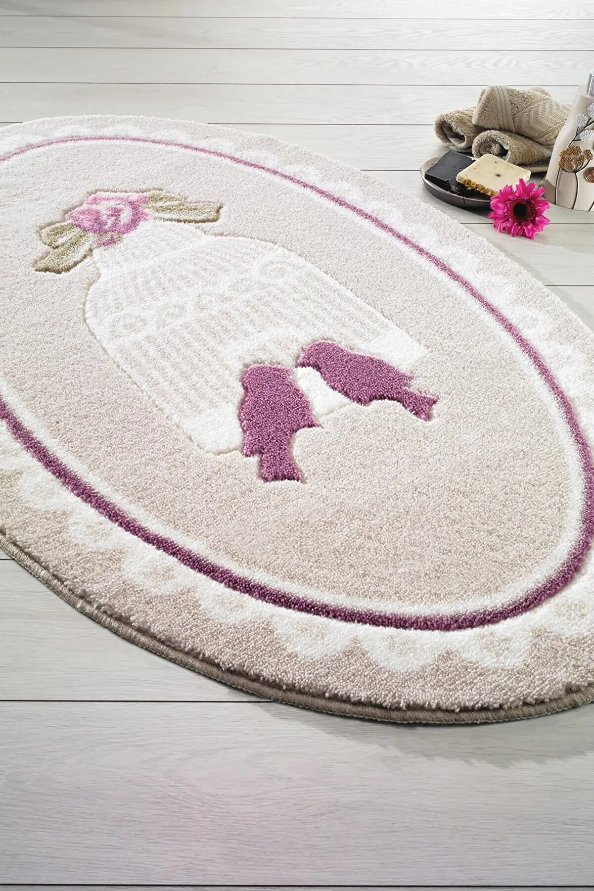

Confetti Bird Cage Bathroom Carpet (Beige) - 80x130 cm - Decorative Special Workmanship Bathroom Carpet