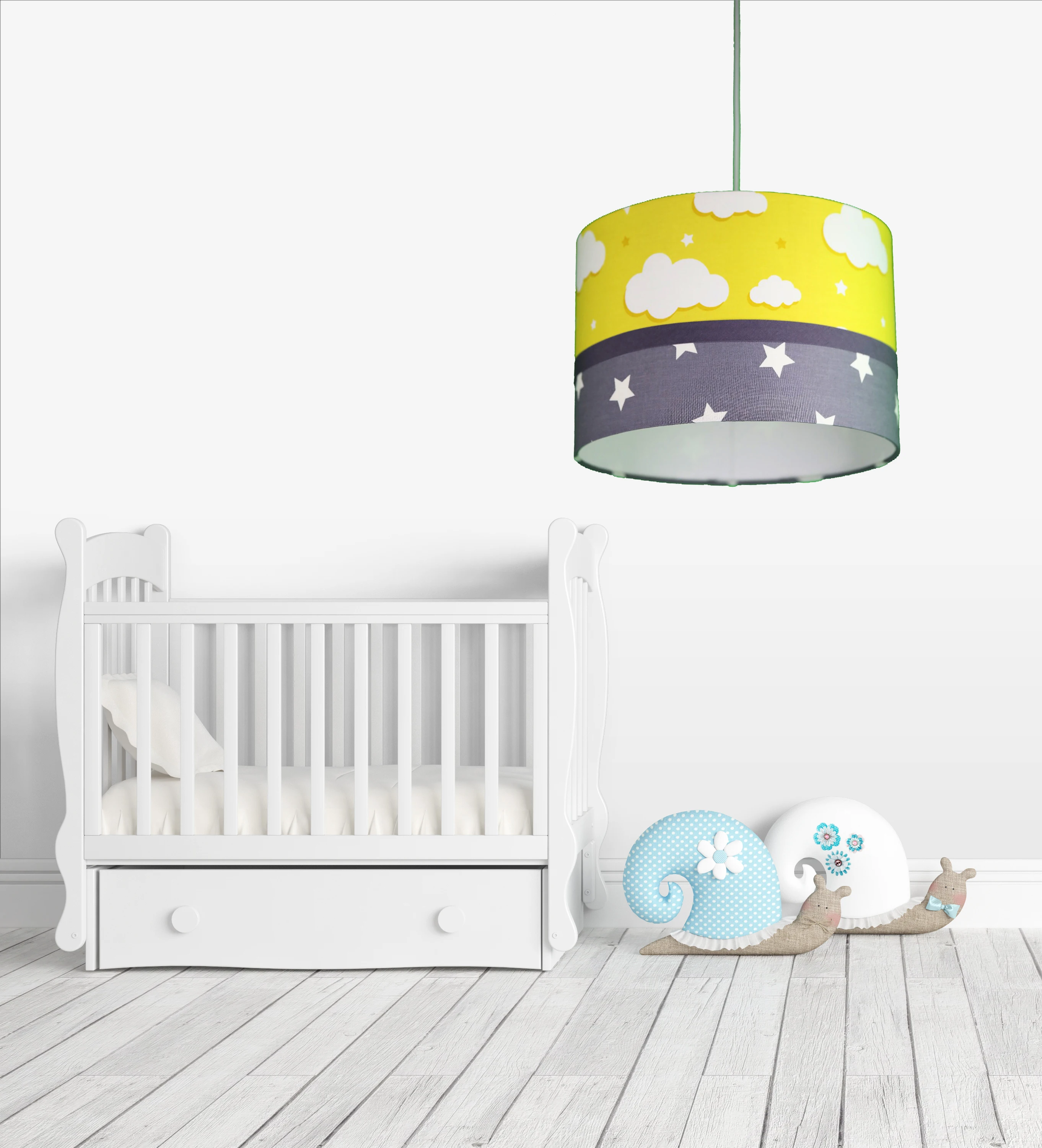 

Yellow cloud gray star pattern children room baby bedroom chandelier lamp