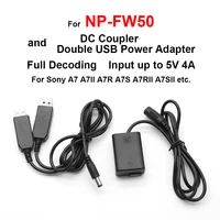 np fw50 dummy battery dc coupler double 5v usb power adapter cable full decoding for sony a7 a7ii a7r a7s a7rii a7sii etc