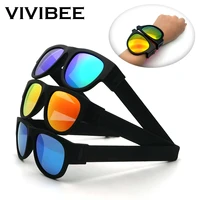 vivibee novelty mirror men polarized folding sunglasses new arrival slap sport foldable wristband shades 2022 trend product