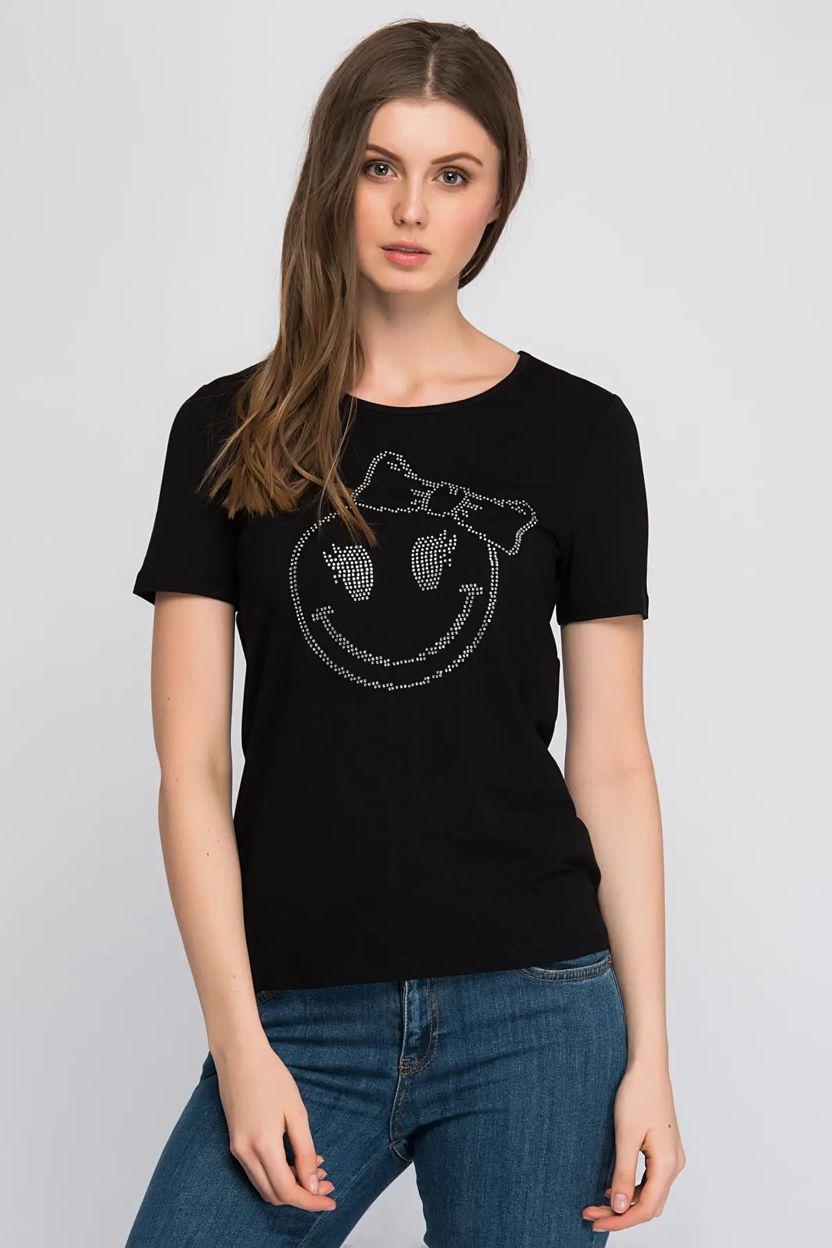 Sans Textile Женская Черная передняя детальная T. Рубашка 85 N5303|Женские шорты| |