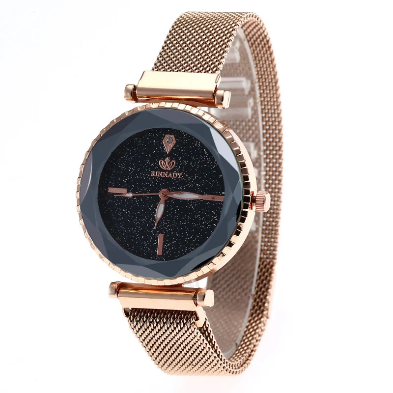 Roes Gold WJ-7867 модные роскошные женские часы Звездное небо женские часы магнитные водонепроницаемые кварцевые часы reloj mujer relogio feminino - Цвет: Roes Gold