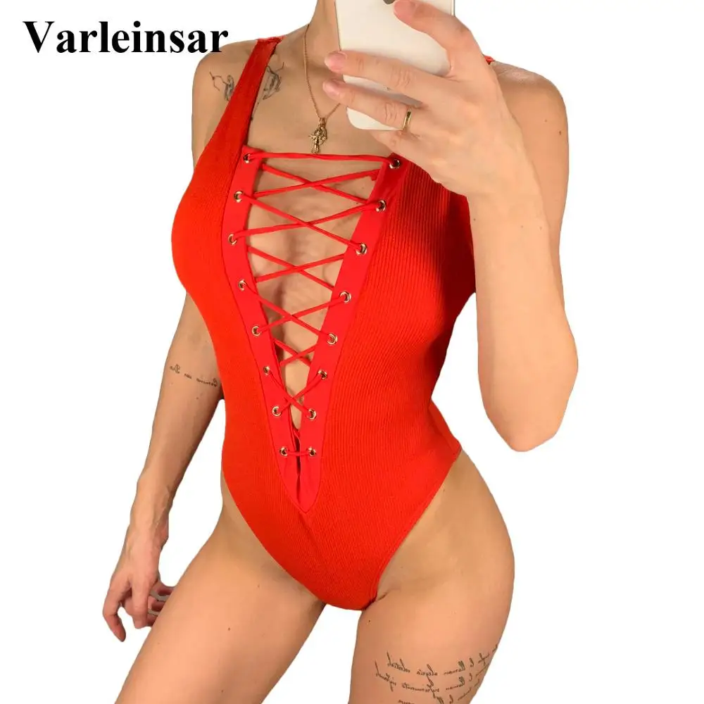 2020 Сексуальная Женская купальная одежда на шнуровке ребристый u образный задний