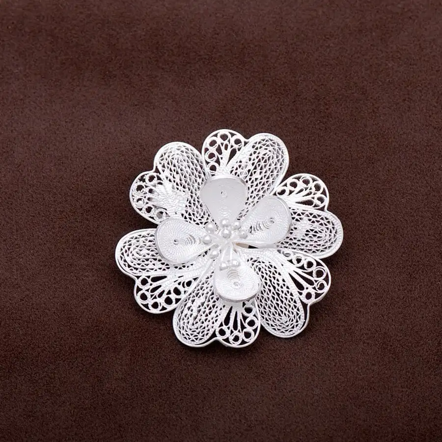 

Geranium Flower Waterigree Handmade Silver Brooch 132Hand Made Jewellery