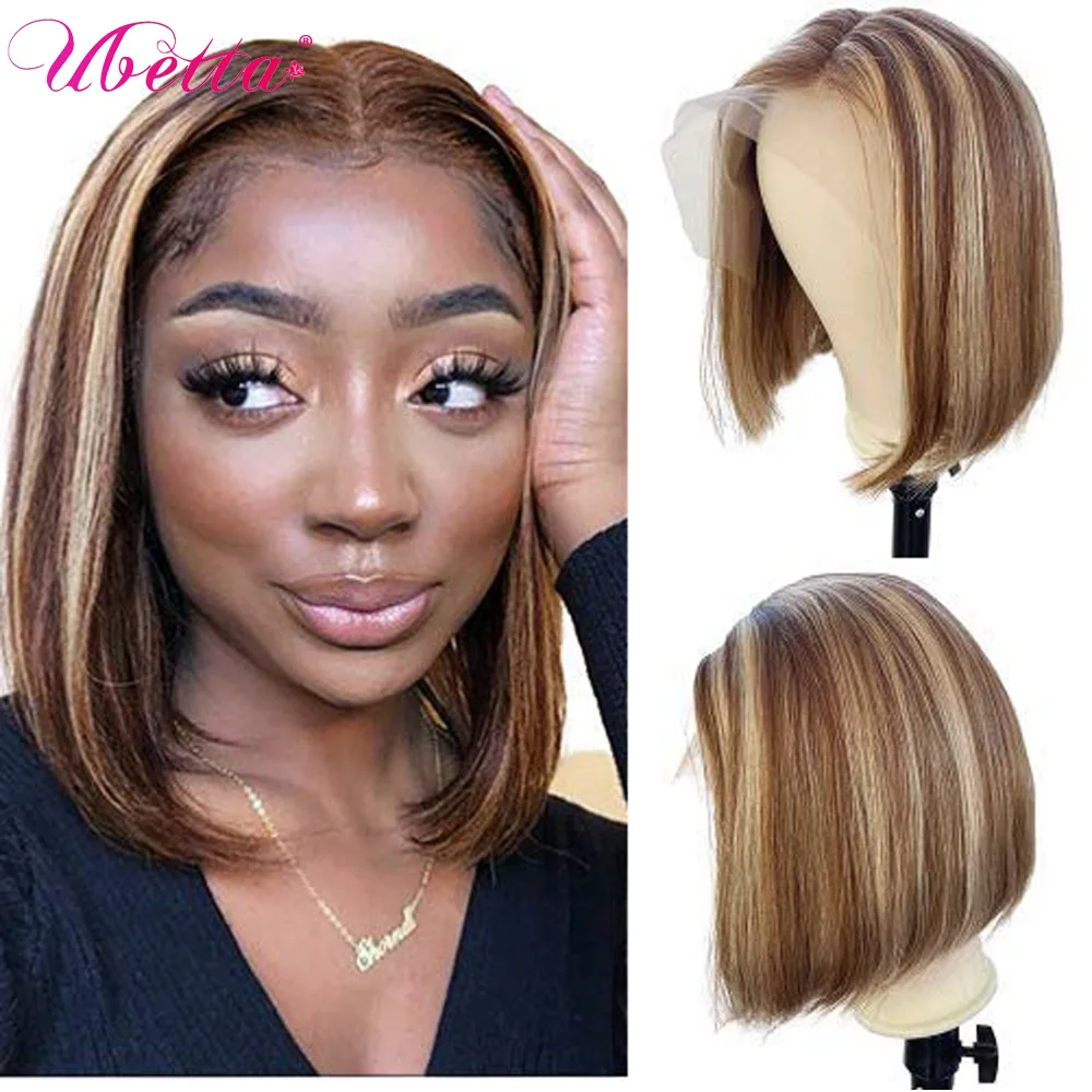 

Ombre Lace Front Bob Wig Highlight Colored Human Hair Wigs Short Bob Wigs 13x4x1 Lace Front Human Hair Wigs Straight Remy Hair