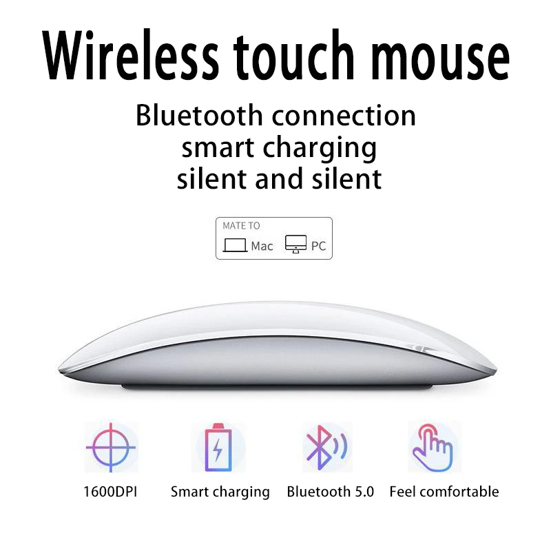 

Wireless mouse Bluetooth 5.0magic arc touch 1600 dpi ultra-thin rechargeable computer mouse suitable for Apple macbook