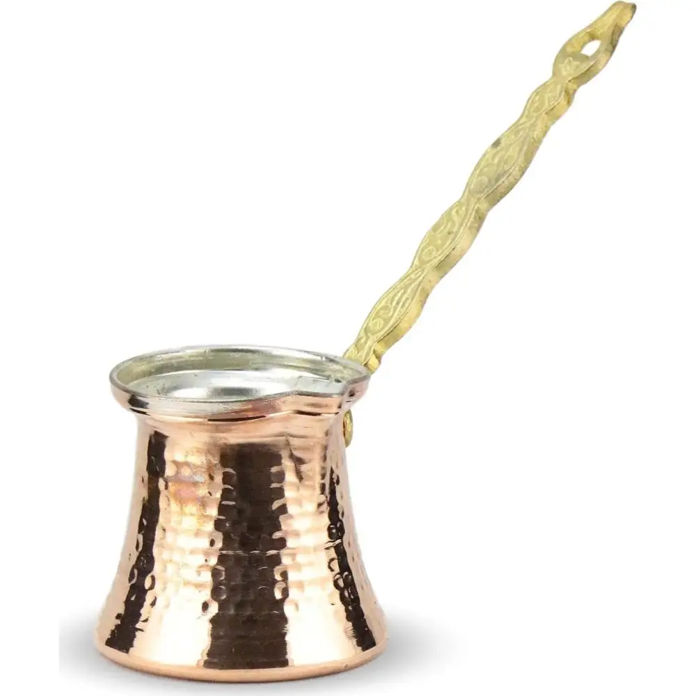 

Hand Hammered Copper Turkish Coffee Pot Ibrik Vintage Jazzva Briki Brass Handle dallah coffee