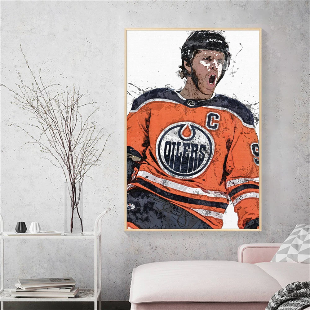 

Connor McDavid Posters and Prints Canvas Wall Painting Sports Art Ice Hockey Picture Man Cave Cuadros for Gym Room Home Decor