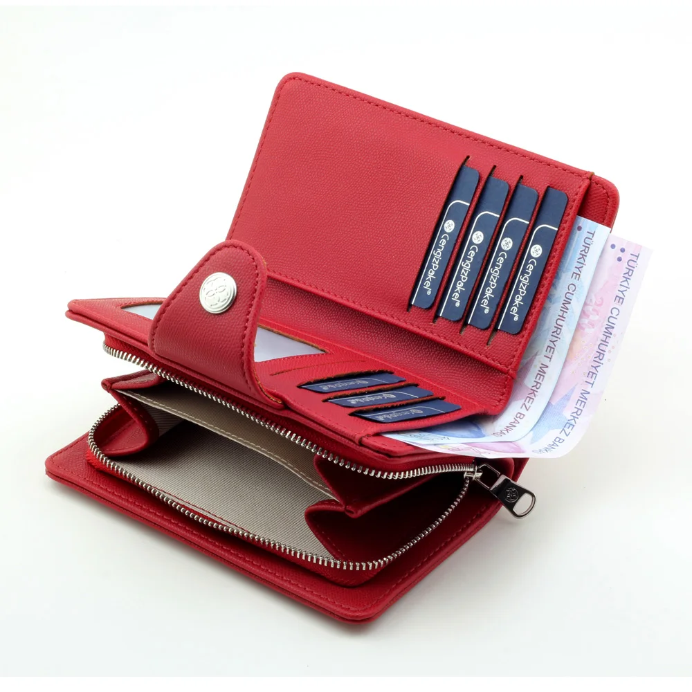 Luxury brand Women Wallet Female Short Purse Clutch Zipper Business Small Purse Card Holder Large Capacity Wallet Red
