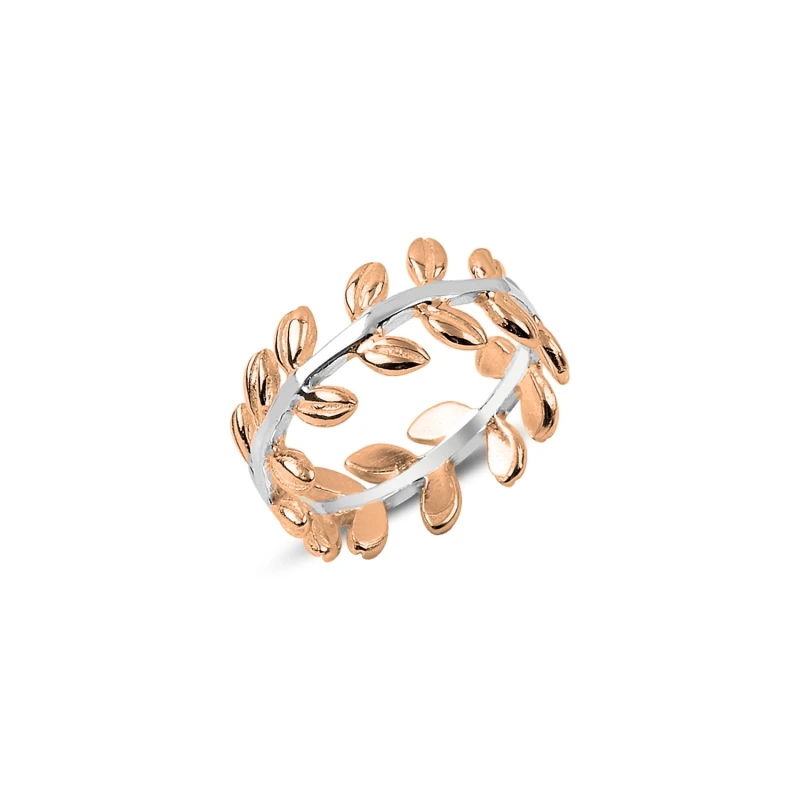 

Silver 925 Sterling Rose Gold Plated Bay Leaf Ring