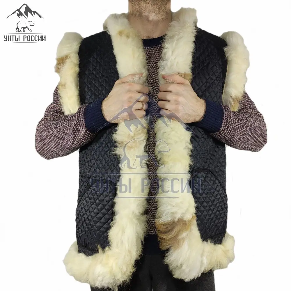 Жилет из цельной овчины натуральный безрукавка меховая |