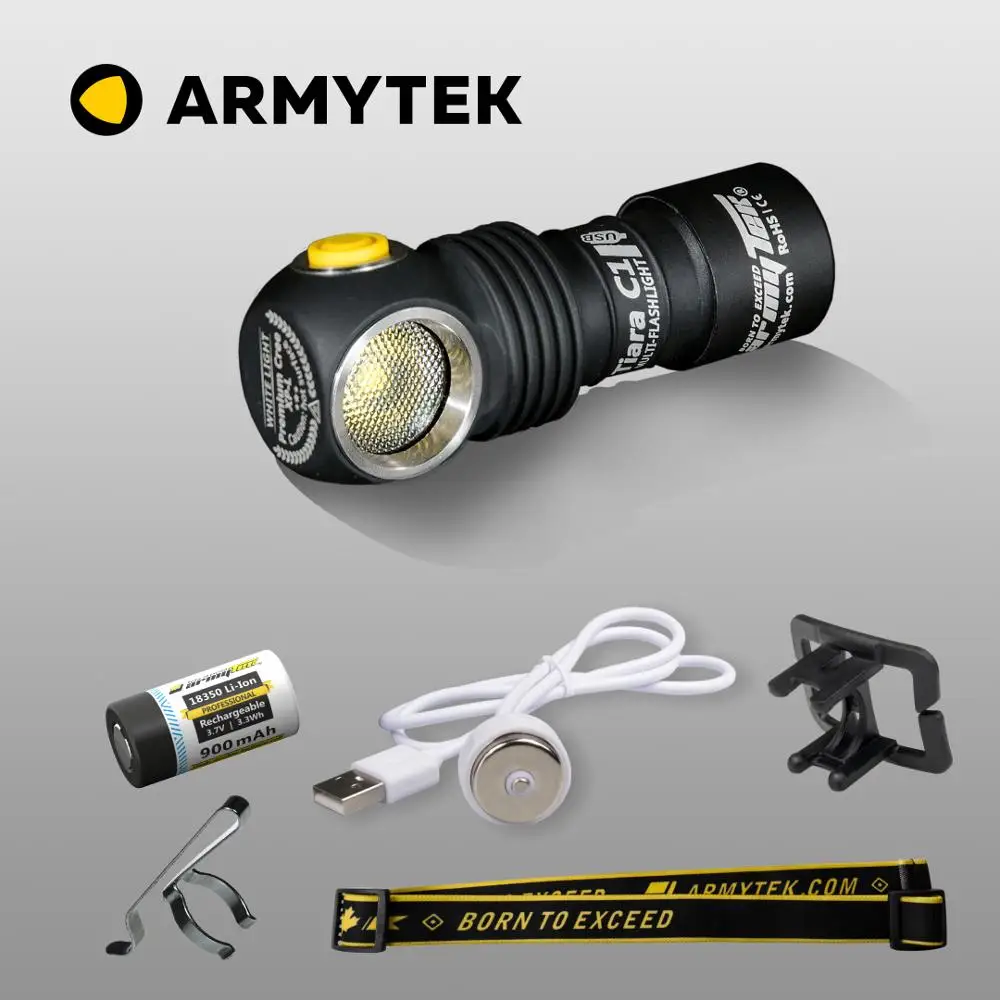 Светодиодный Налобный Фонарь Armytek Tiara C1 XP L LED + Магнитная Зарядка 18350 Li Ion