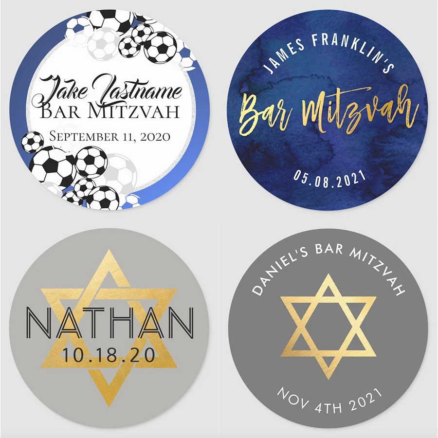 Customized Bar mitzvah Stickers Invitation Seals personalized label Name Date birthday party Favors Gift Box decoration | Дом и сад