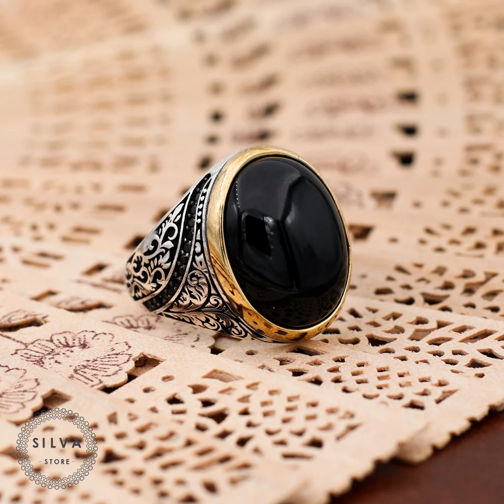 

Agate Aqeeq 925 silver men's ring. Men's jewelry stamped with silver stamp 925 All sizes are available