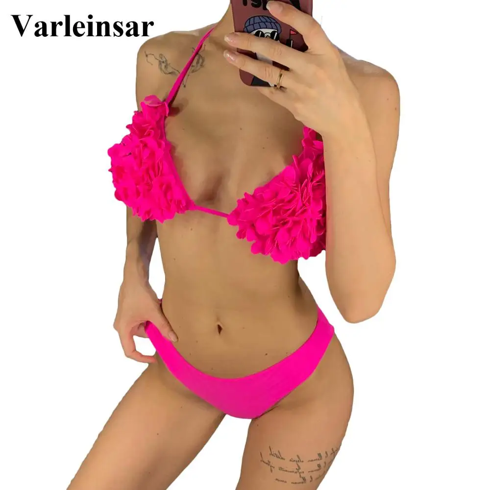 Женский купальник бикини с цветочным принтом комплект из двух предметов