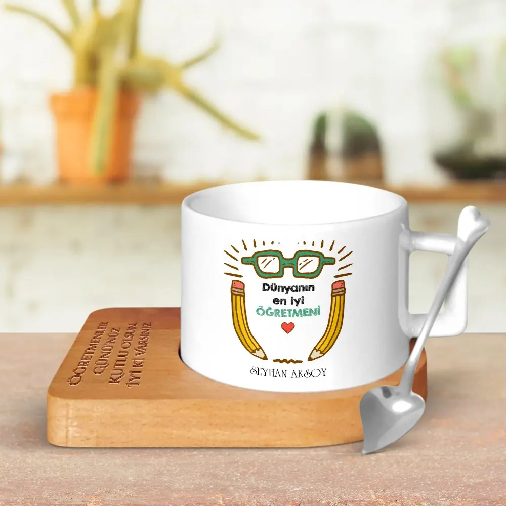 

Personalized World Best Öğretmeni Wood Altlıklı Ceramic Cup-11