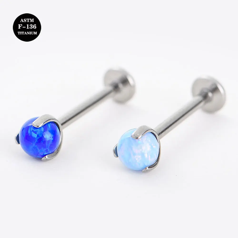 

16G Implant Grade Titanium ASTM F136 Labret Stud Internal Thread Opal Ball Helix Tragus Cartilage Ear Piercing Body Jewelry