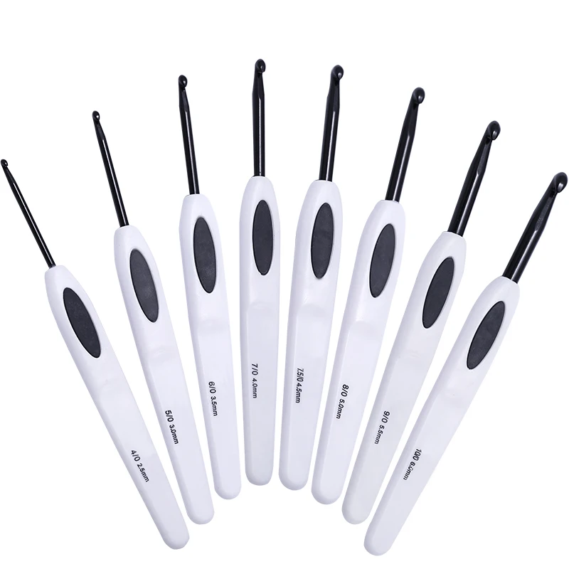 

Nonvor 8Pcs White Plastic Handle Black Aluminum Crochet 2.5mm-6mm Knitting Tools Set Knitting Needle for Sweater Knitting Tools