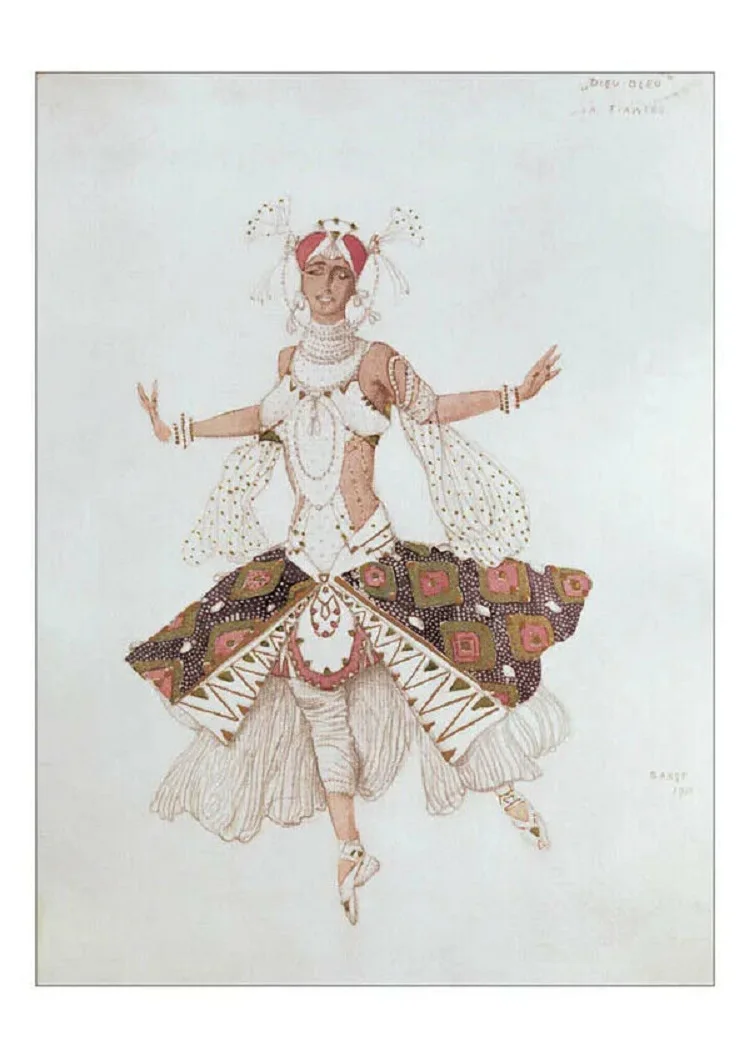 Набор из 12 современных почтовых открыток Лео Бакст Театральные костюмы Русское