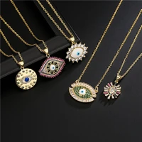 cz stone turkish eye lucky pendant necklace for women girl evil eye gold chain fashion luxury copper womens necklace jewelry