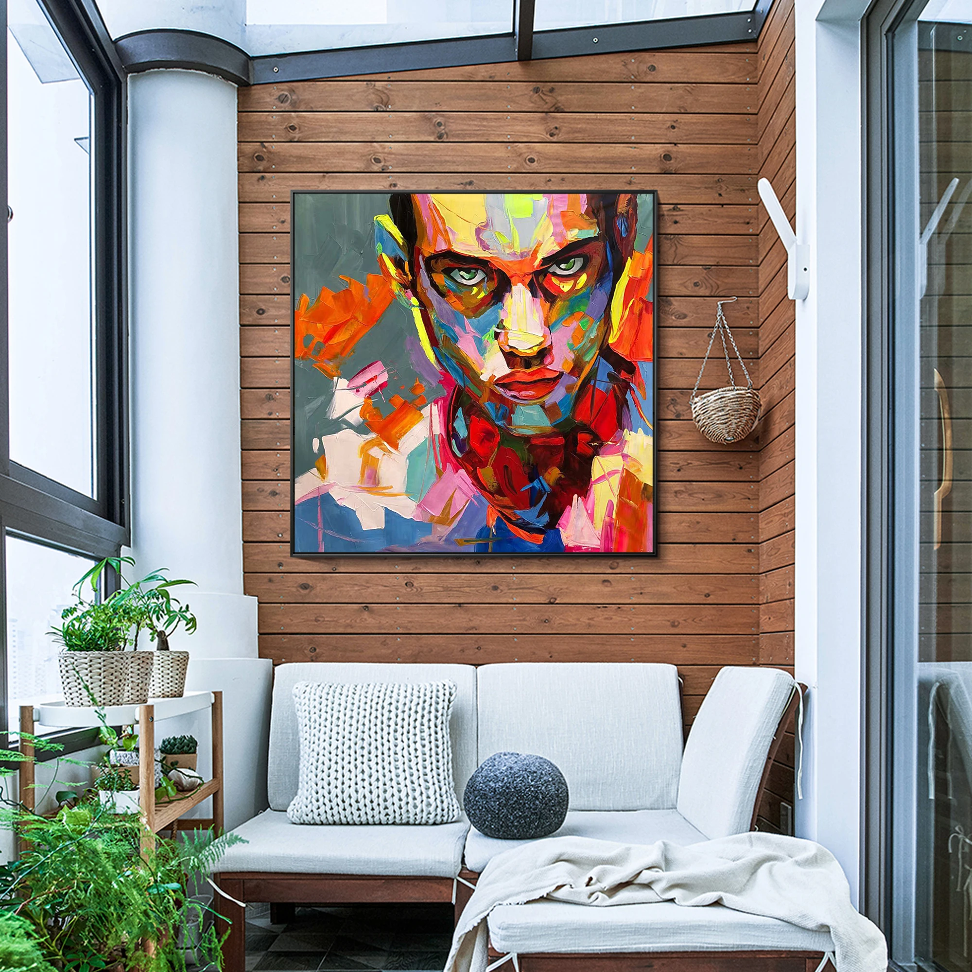 

Hand Painted Home Decor Acrylic Canvas Colorful Knife Painting Living Room Decorative Painting Francoise Nielly Style Portrait