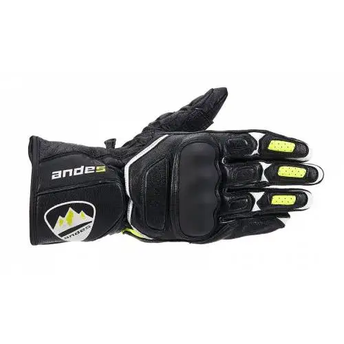 

- Gloves Leather Black Yellow Motorcycle Gloves