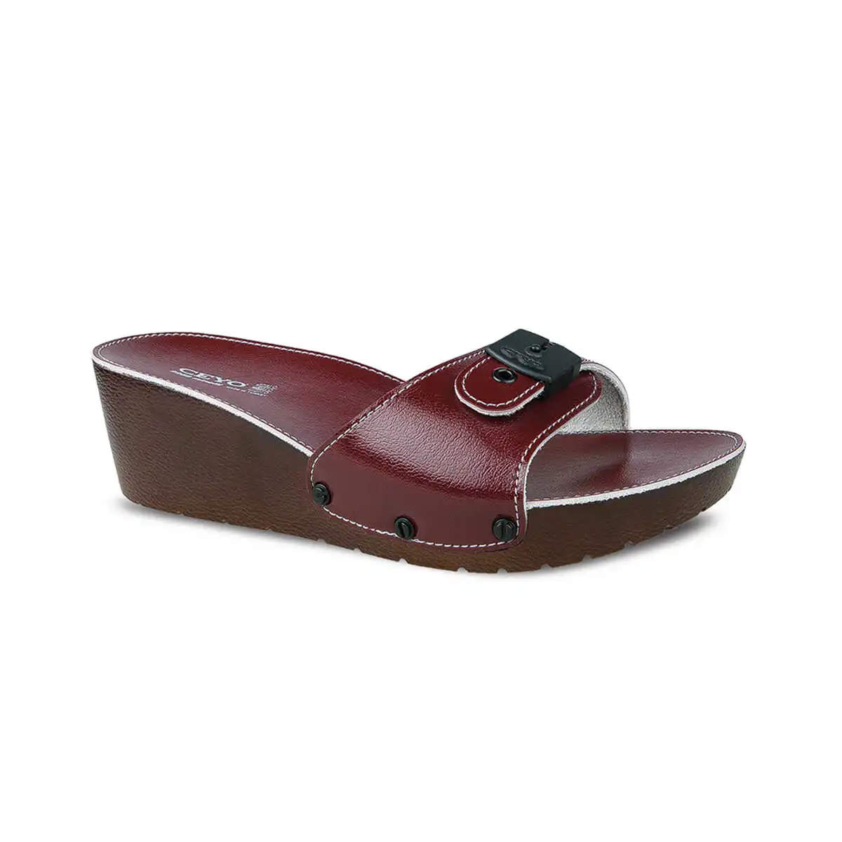 Ceyo Women's Slippers For Women 2022 Sandals Shoes Single Buckle Casual Flat Adult Homestreet Faux Leather Summer Winter Solid