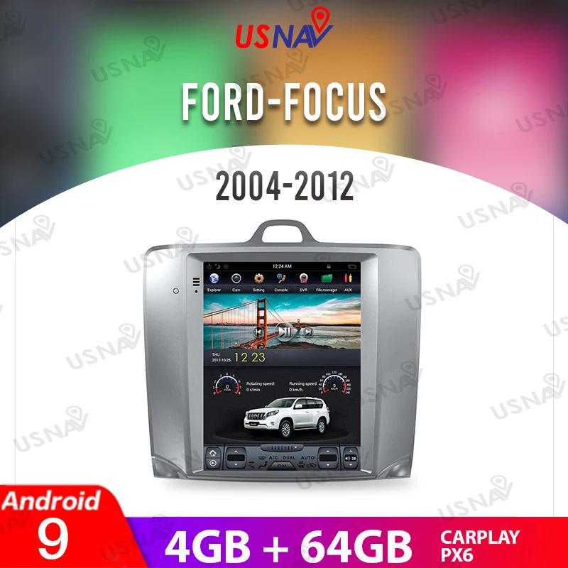 

USNAV Vertical Tesla style Screen Android 9.0 PX6 10.4"For Ford Focus 2004-2012 Car Multimedia Player GPS Navi Auto Radio Stereo