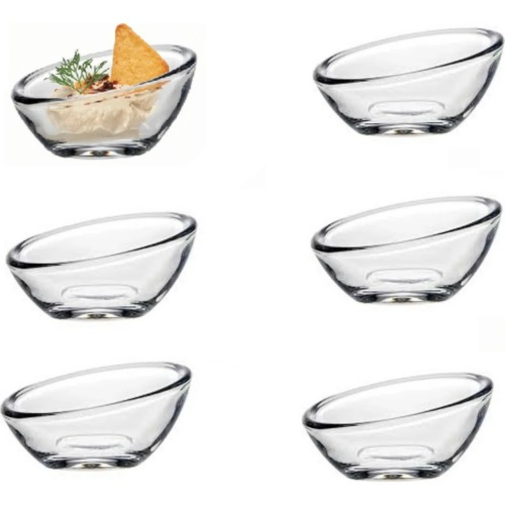 

Glass 6 Pieces Mini Bowl Set Sauce Plate Cup Cookies, Sauce, Jam, Breakfast Table Layout Decoration Table Elegance Kitchen