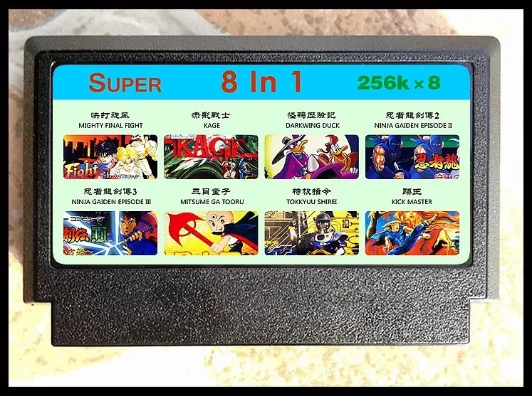 60pin 8bit game card : SUPER 8 IN 1 Collection Cartridge ( Japan Version!! 256K x 8 )