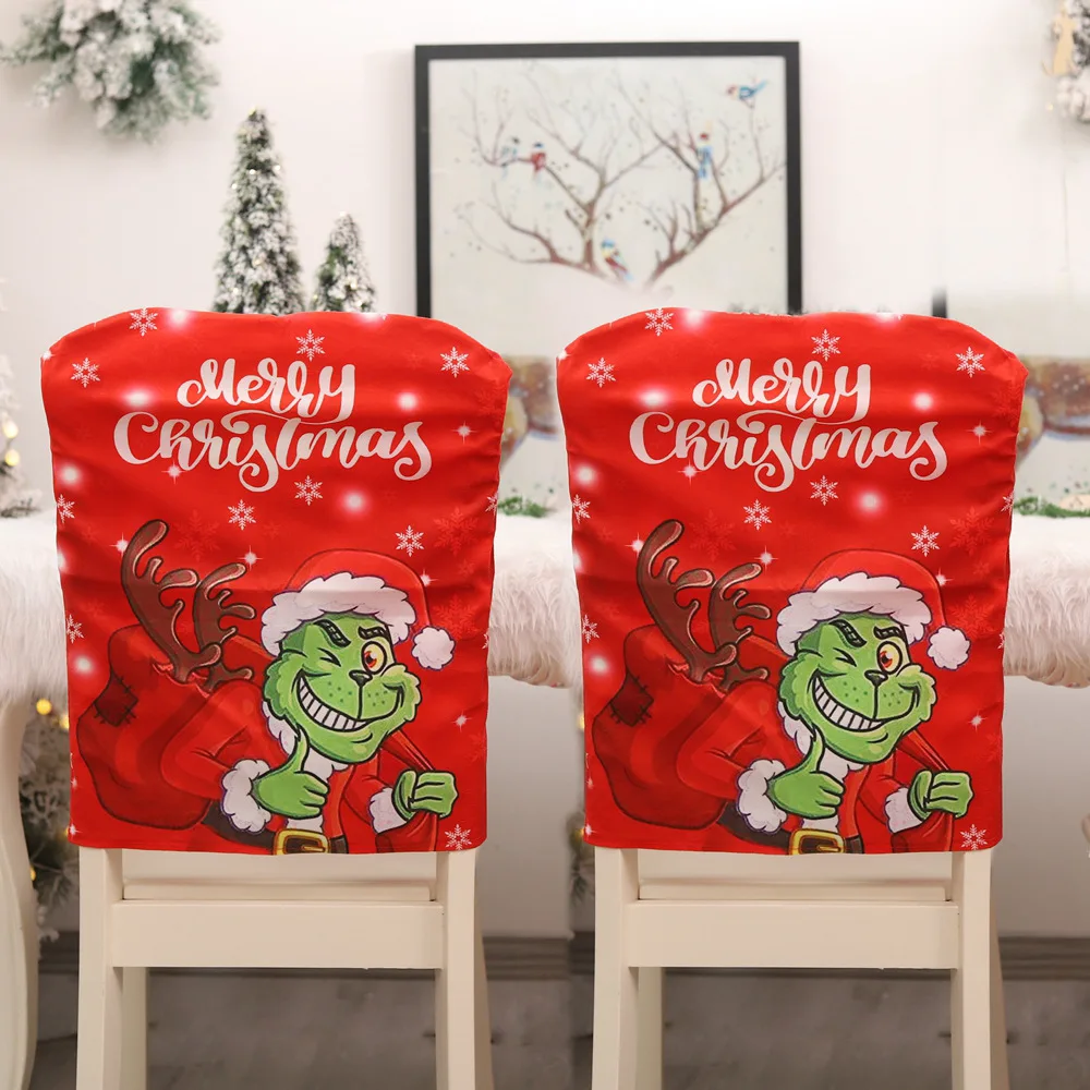 

Grinch Chair cover Christmas decorations 2022 New Year's Decor Chair Cover Waterproof Dining Room Chair Covers For Kitchen