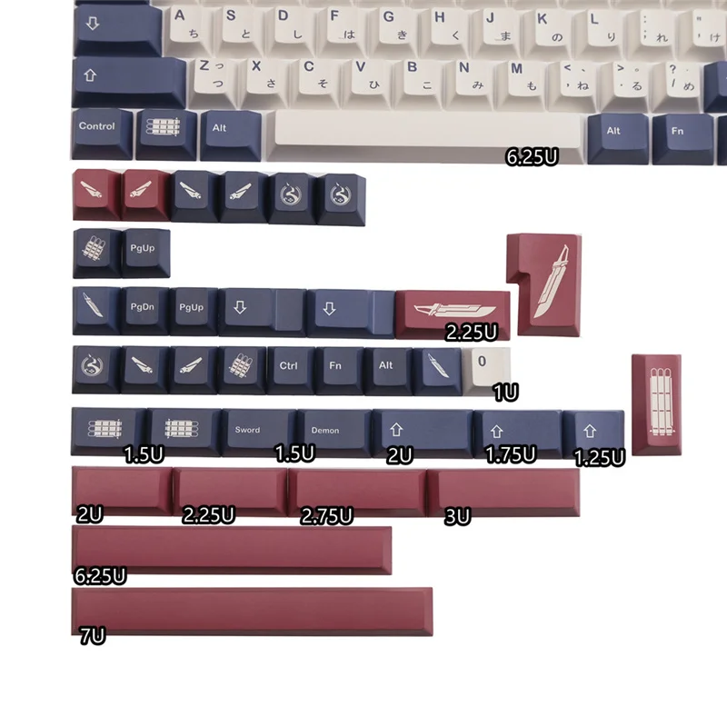 GMK Demon Sword Keycap PBT Cherry Profile Keycaps 142 Keys For dz60/RK61/64/gk61/68/75/84/87/96/980/104/108 Mechanical Keyboard |