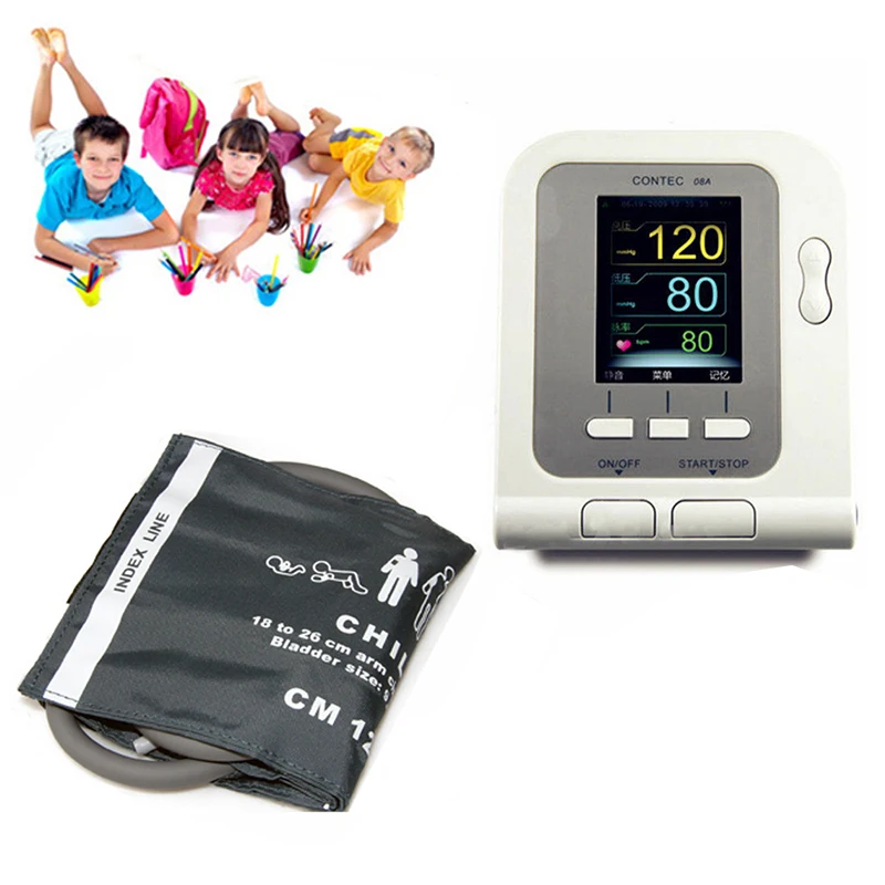 CONTEC08A Color LCD Display Digital Blood Pressure Monitor NIBP Software Sphygmomanometer With Pediatric Cuffs