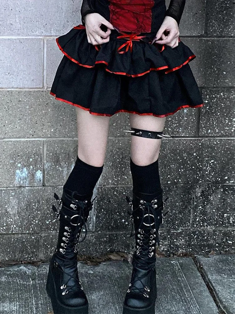 Юбка-мини в готическом стиле с завышенной талией трапециевидная | Женская одежда